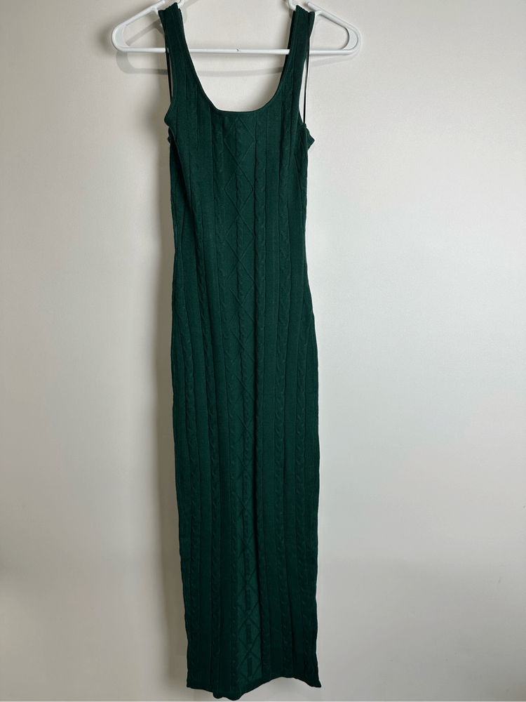 Hunter Green Knit Maxi Sweater Dress