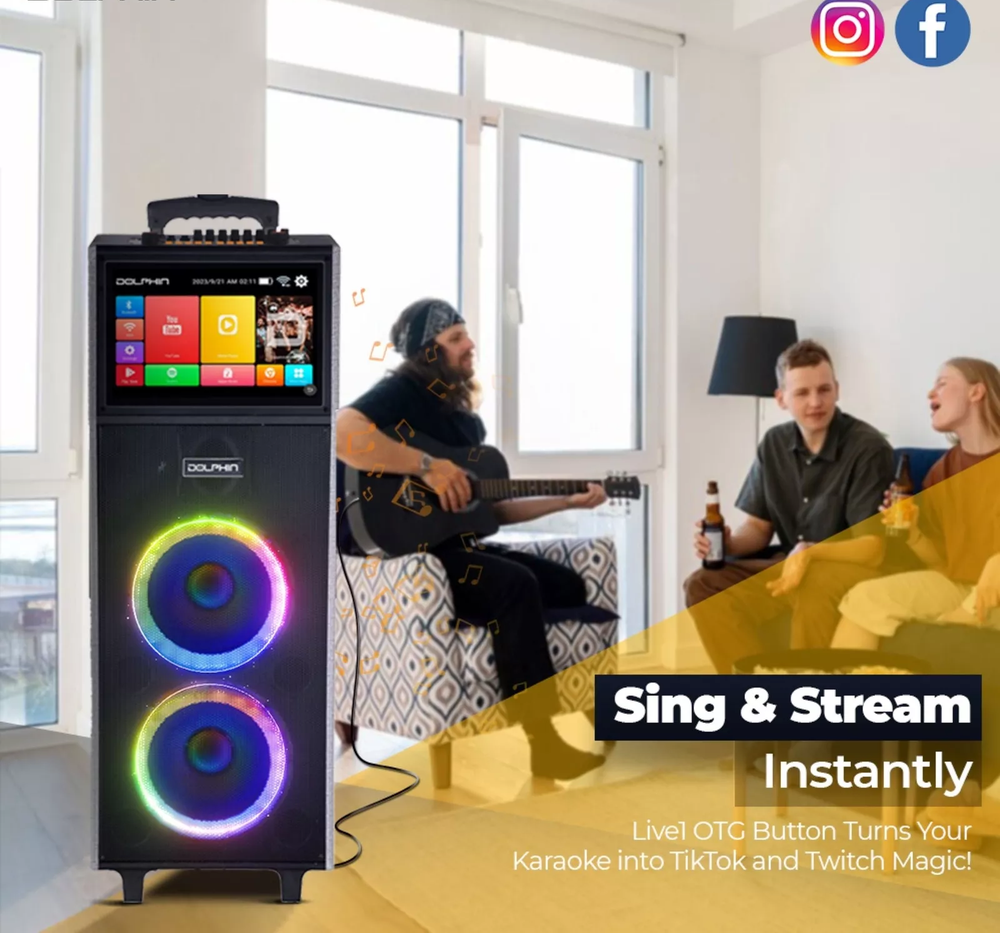 Professional Karaoke Machine Bluetooth Speaker Lyrics Display Screen WirelessMic