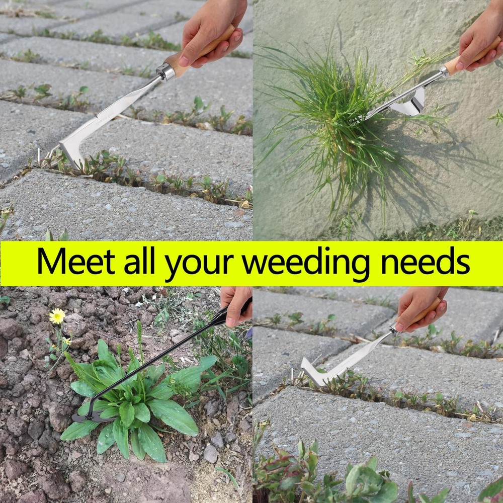 3 Pack Weed Puller Tool, Manual Hand Weeder Paver, Crack Weeder, Stainless St...