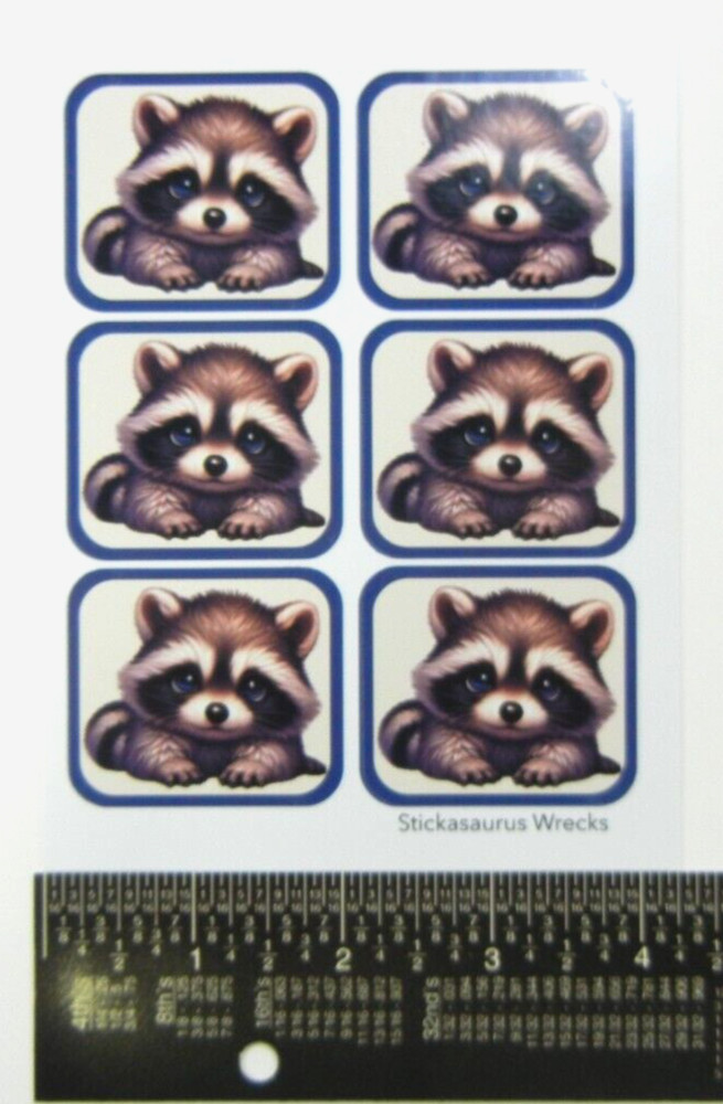 Baby Raccons Squares Sticker Sheet