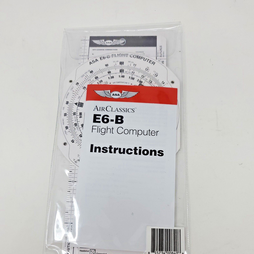 ASA AirClassics E6-B Aviation Pilot Flight Computer Whiz Wheel w/CASE