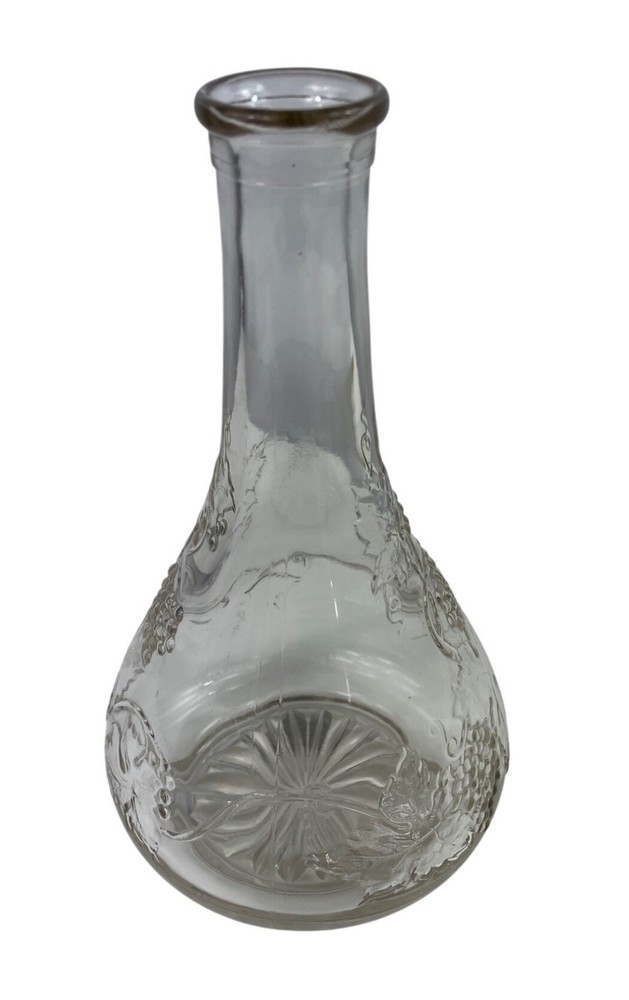 Vintage Clear Glass Grape & Vine Bottle