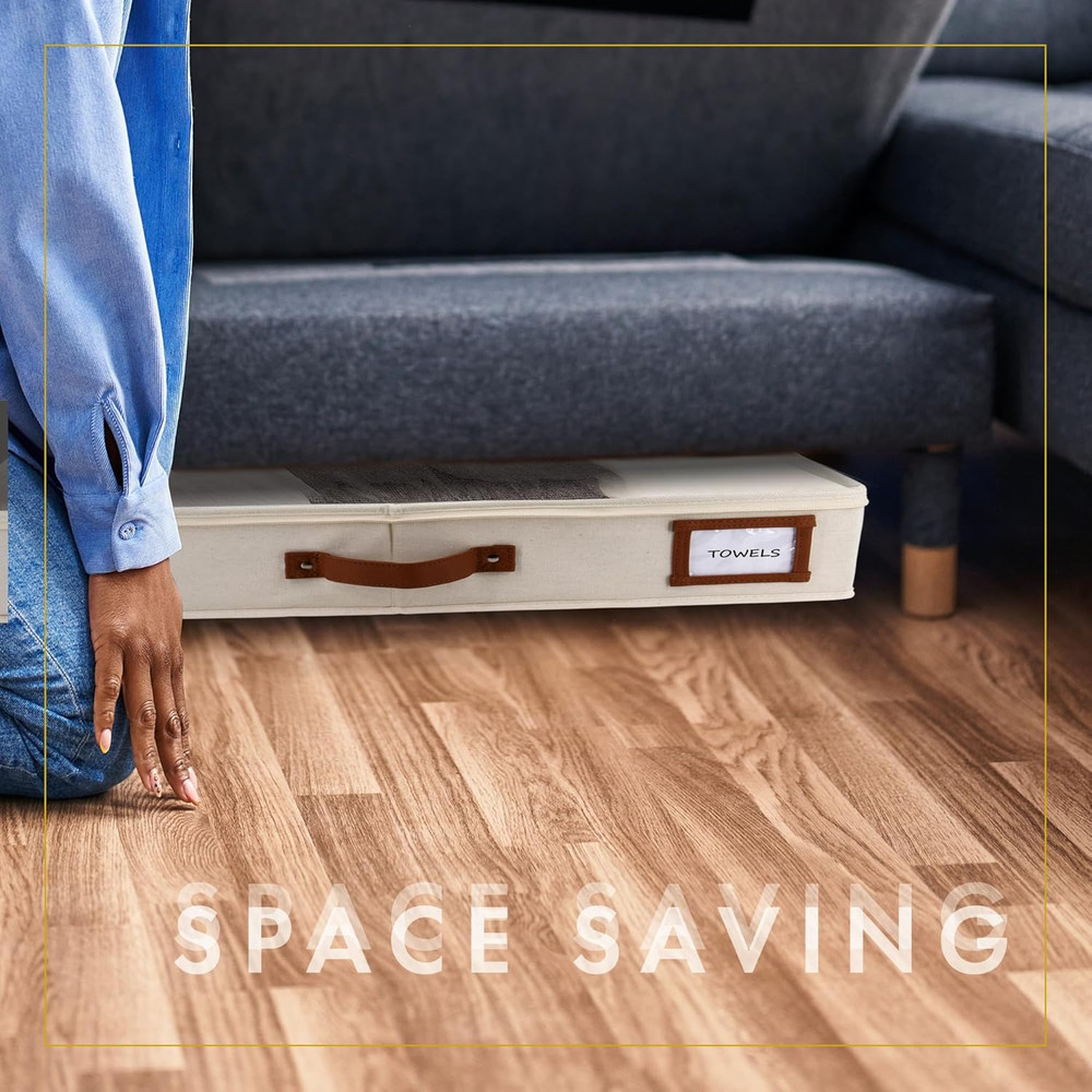 2Pc Low Profile under Bed Storage Containers, Thin under Couch Storage Organizer