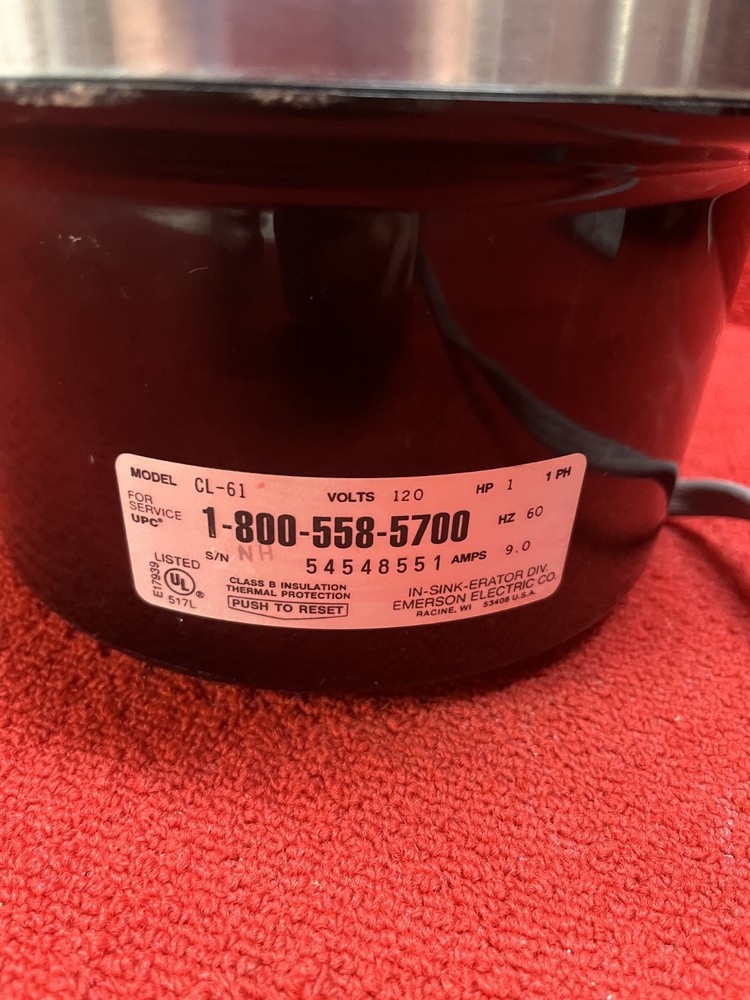 Used InSinkErator Classic Heavy Duty Garbage Disposal 1HP #CL-61 Good Condition