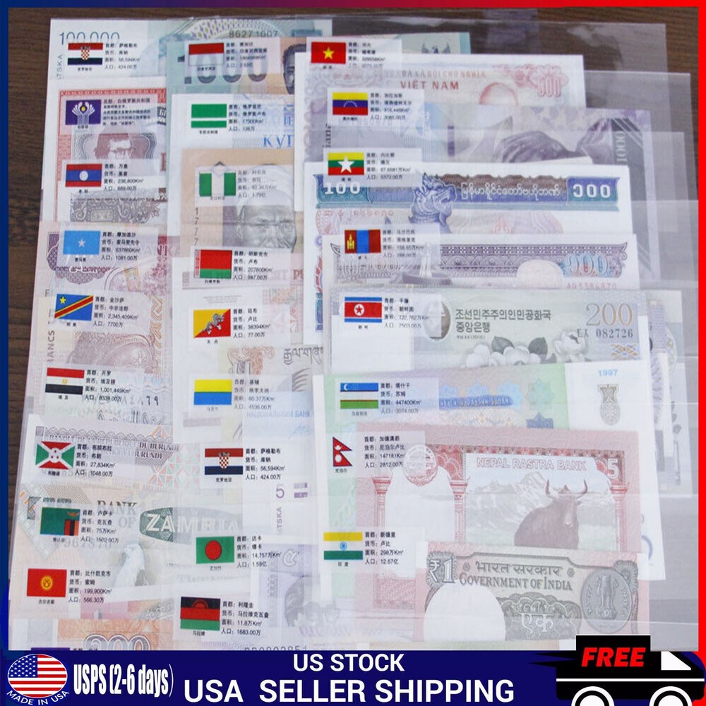 Lot 52 Different Mix World Banknotes From 52 Different Countries UNC Collections