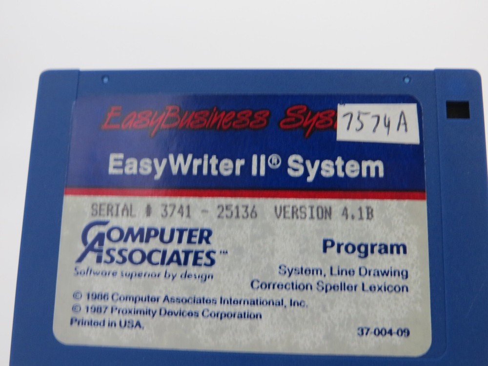 3.5" Floppy Disk EasyWriter II System Version 4.1B vintage computer software