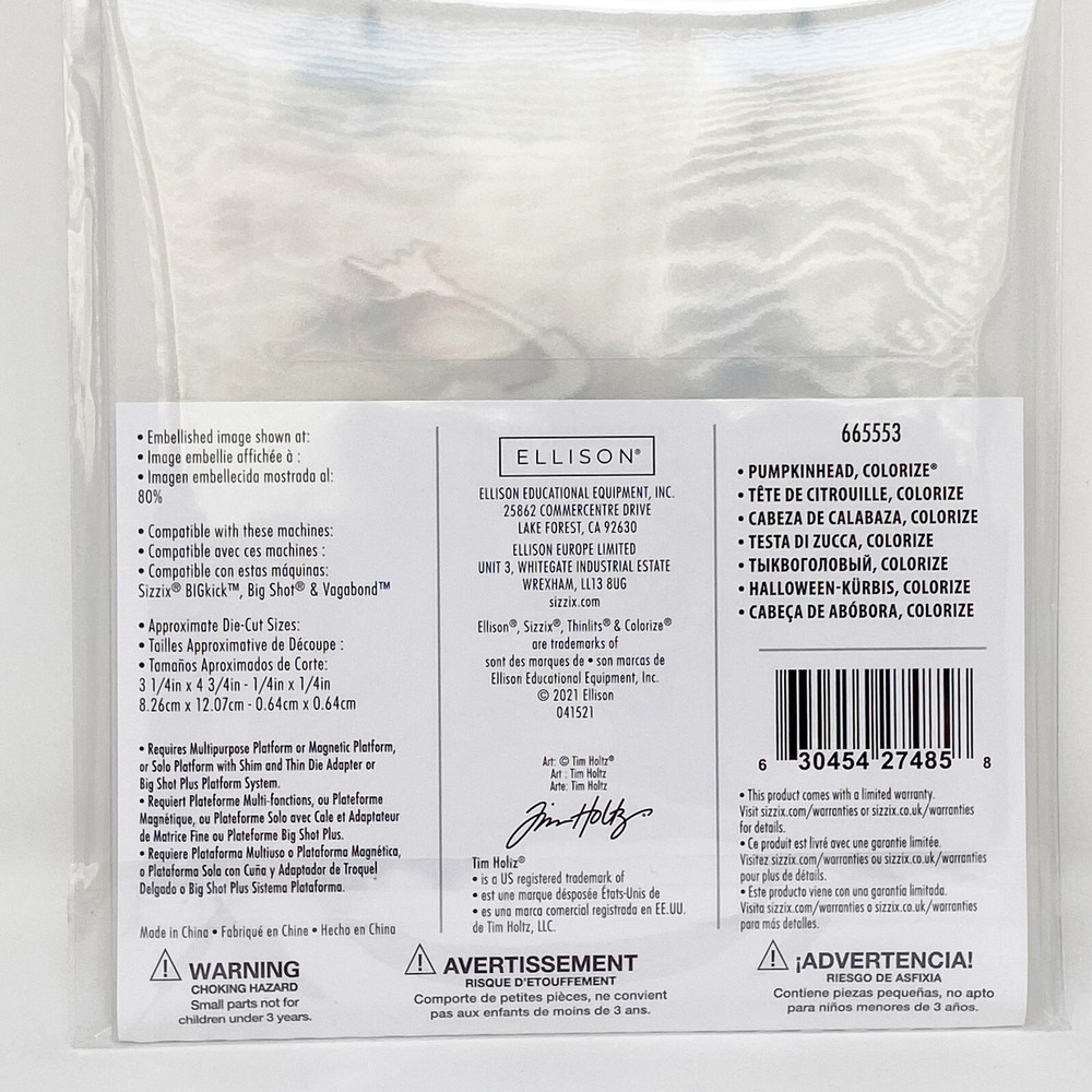 Sizzix Tim Holtz Thinlits Halloween Pumpkinhead Colorize Dies 665553 NEW