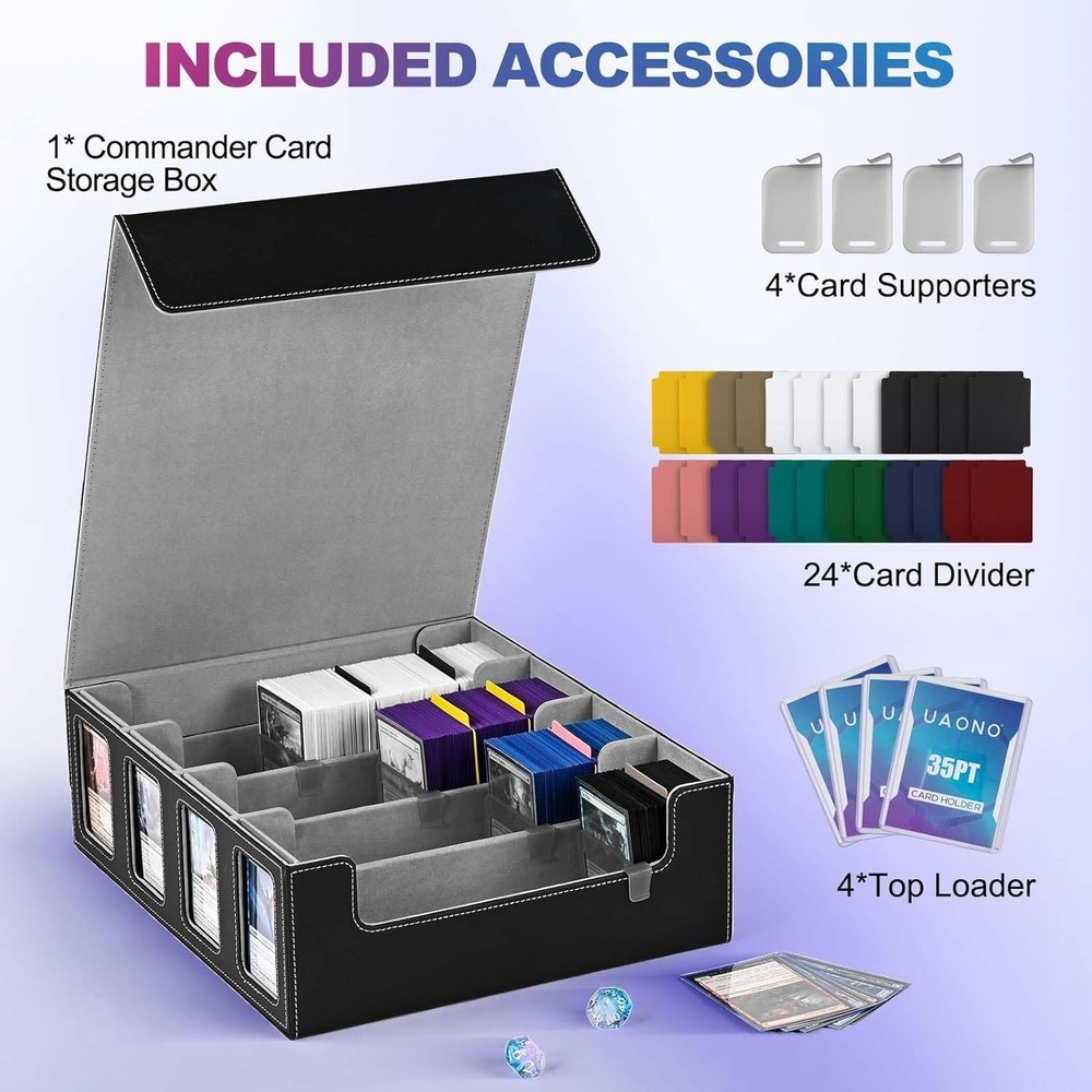 Commander Deck Box for MTG Cards; 2400+ Storage Case, Black