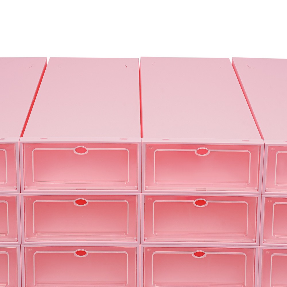 24 Pack Shoe Storage Boxes With Clear Flip Lid, Stackable Shoe Storage Organizer