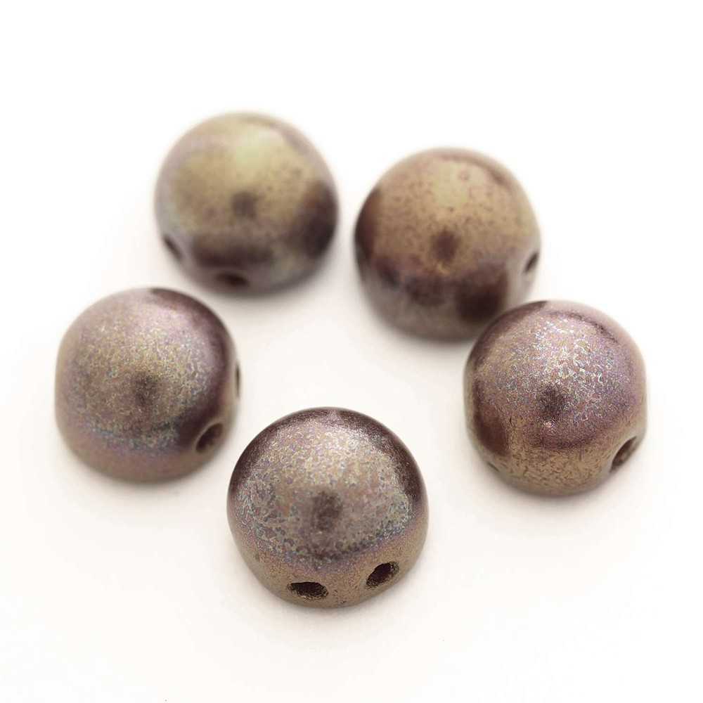 2-Hole Cabochon Bronze Luster Red 7mm