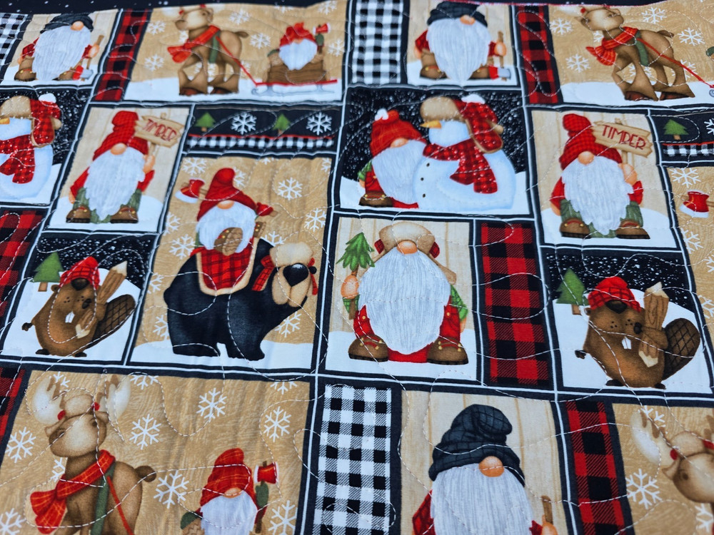 Handmade Quilted Table Runner Christmas Gnomes Snowman patchwork Moose beaver