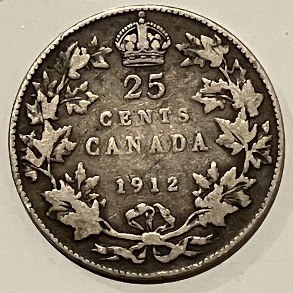 1912 George V Canada Silver Quarter.