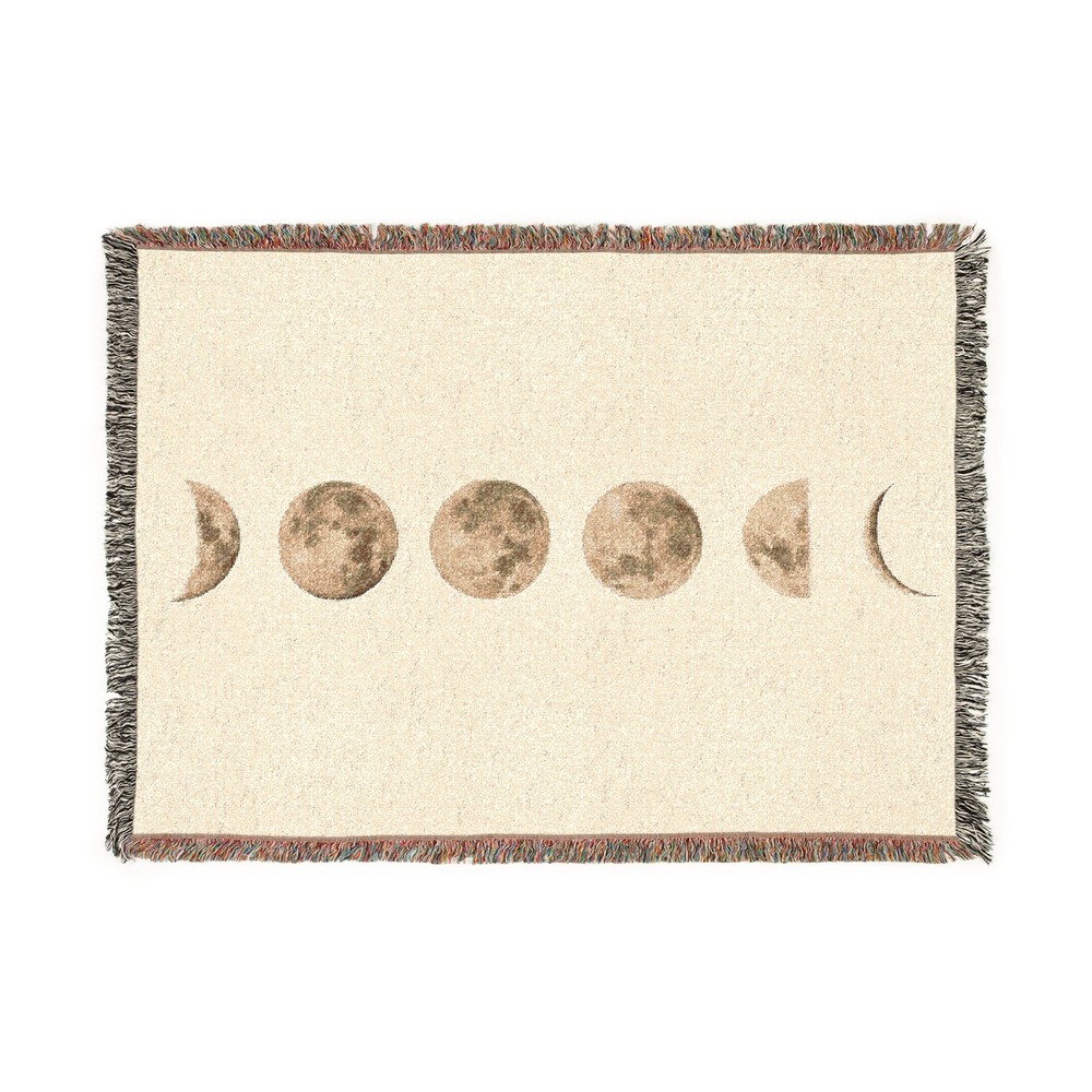 Cream Moon Phase Woven Blanket