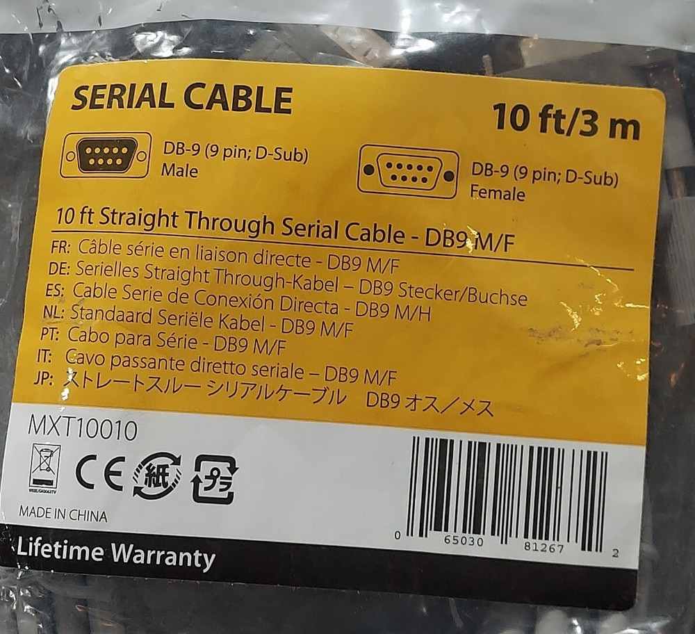 Startech MXT10010 Straight Through Serial Cable DB9-M/F 10ft