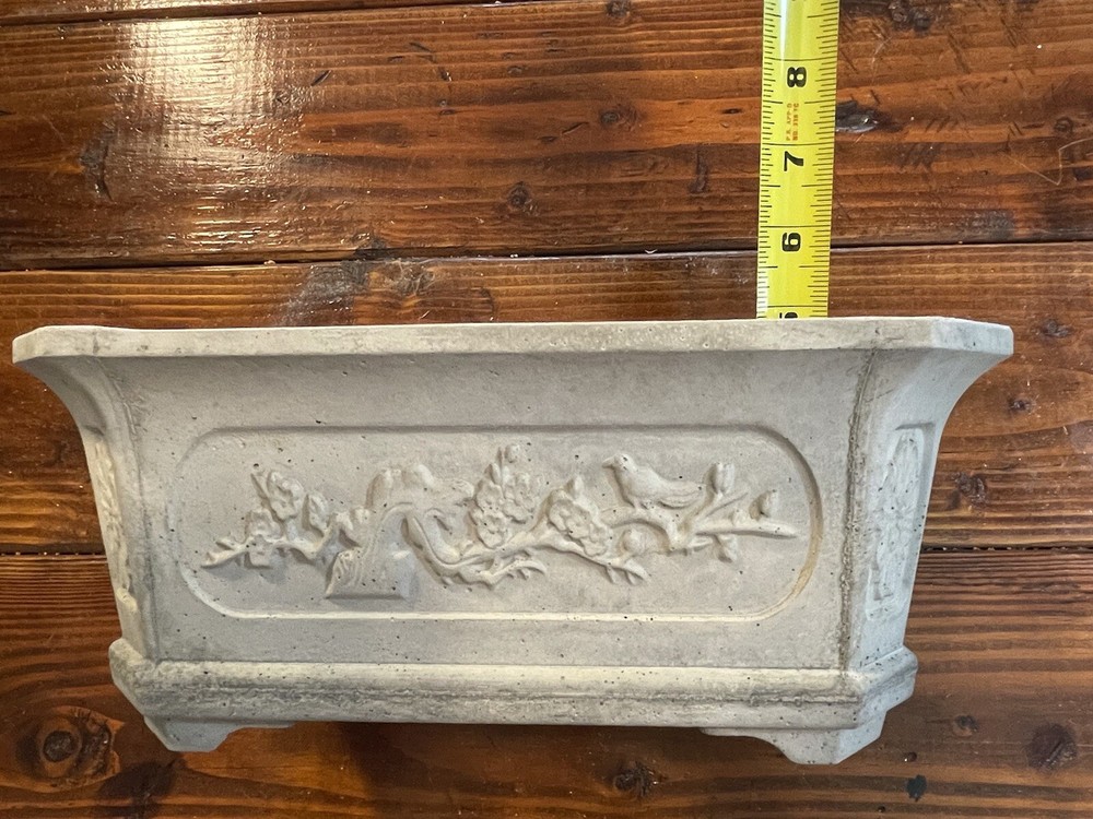Large Rectangular Concrete Bonsai Pot 13.75” X 10” X 5.5”
