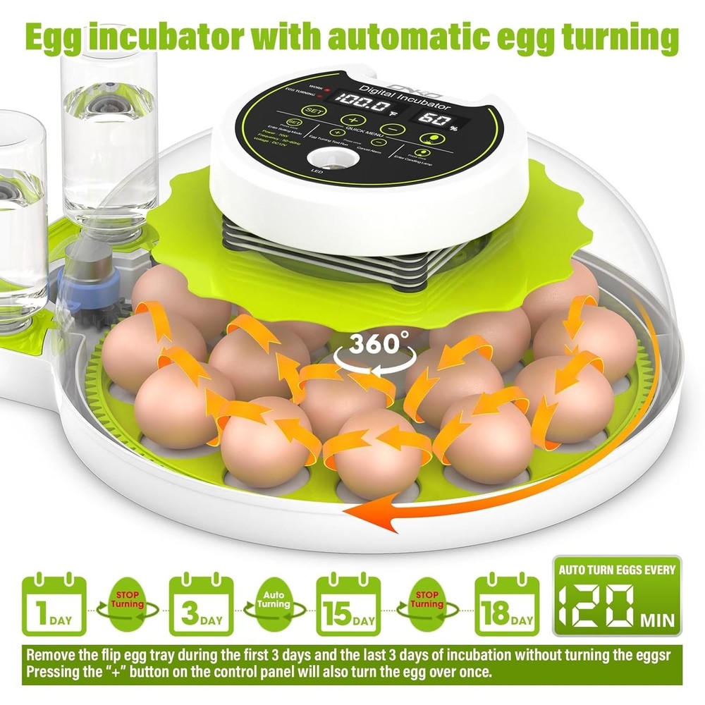 Egg Incubator with Automatic Egg Turning and Humidity Control 18 Eggs Incubator