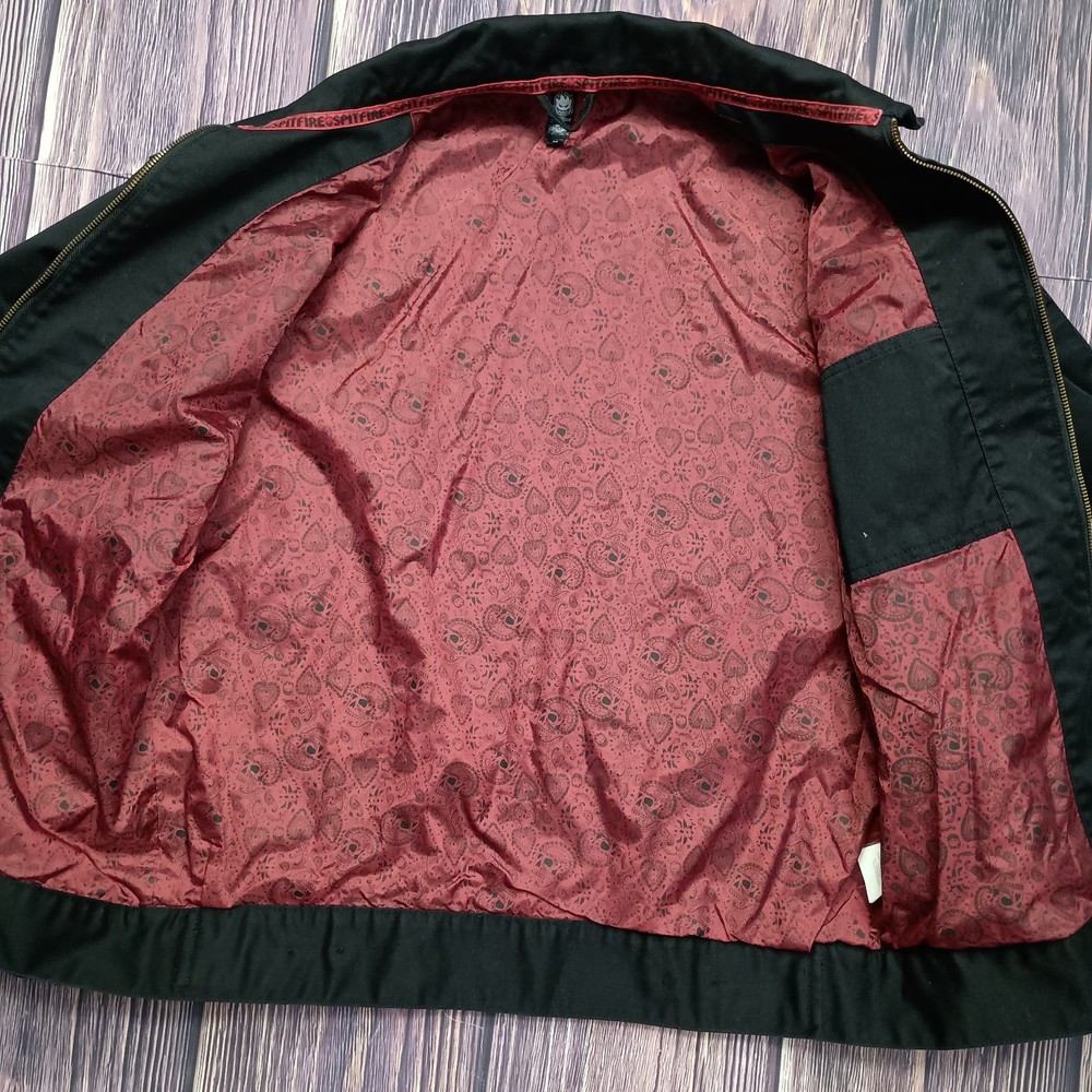 Y2K Spitfire By Dickies Medium Black Jacket With soft Red Skull All Over Pattern
