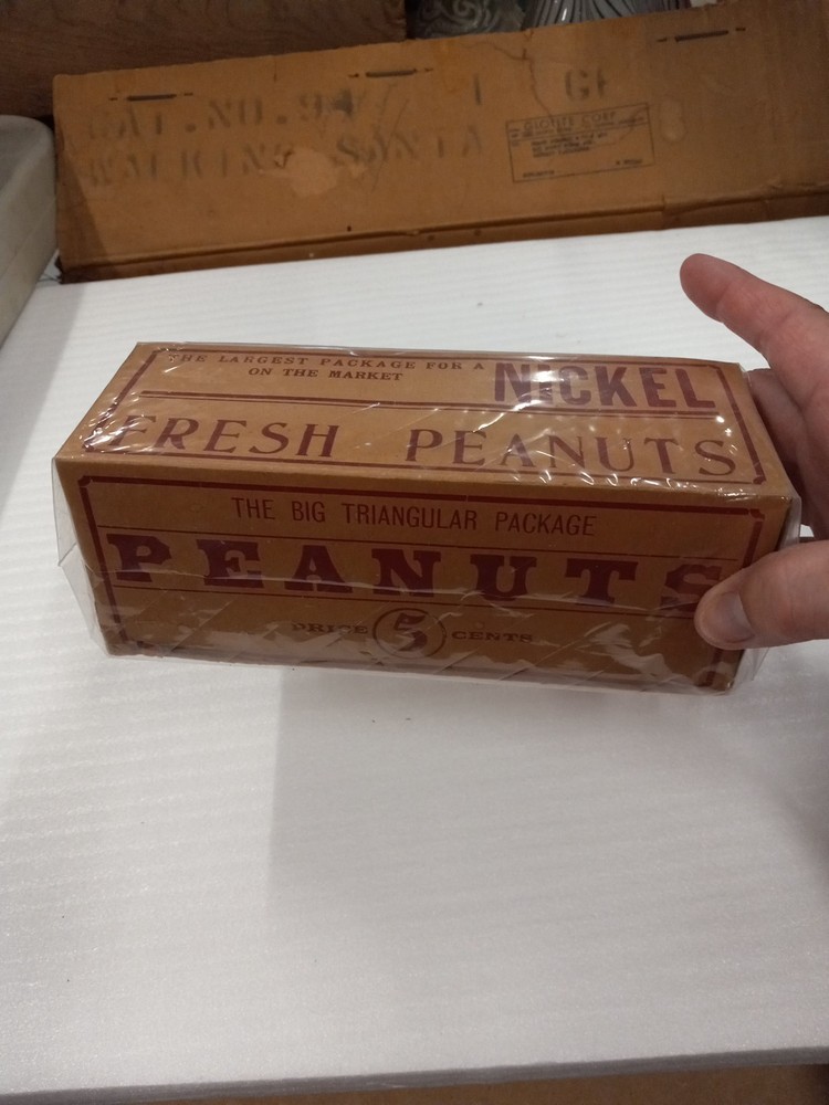 Vintage Triangular Cardboard 5 Cent Peanut Container Augusta Grocery Georgia