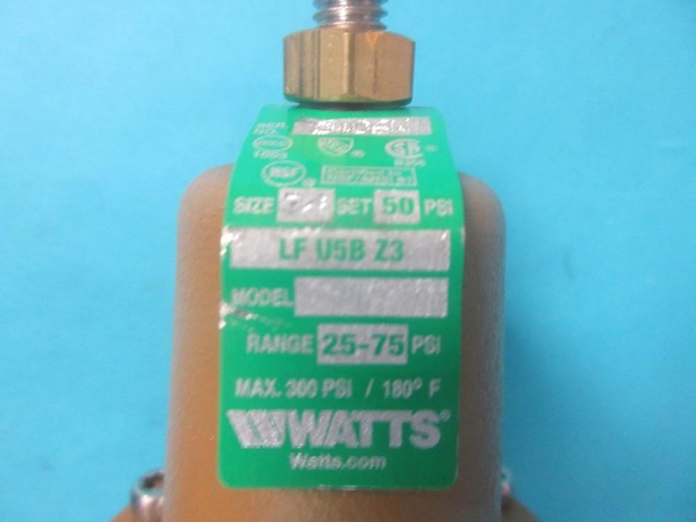NEW 3/4" WATTS LF U5B Z3 LEAD FREE WATER REDUCING VALVE 25-75 PSI, MAX 300PSI