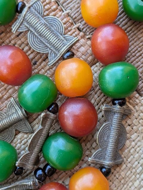 African Copal & Brass Beads [77099]