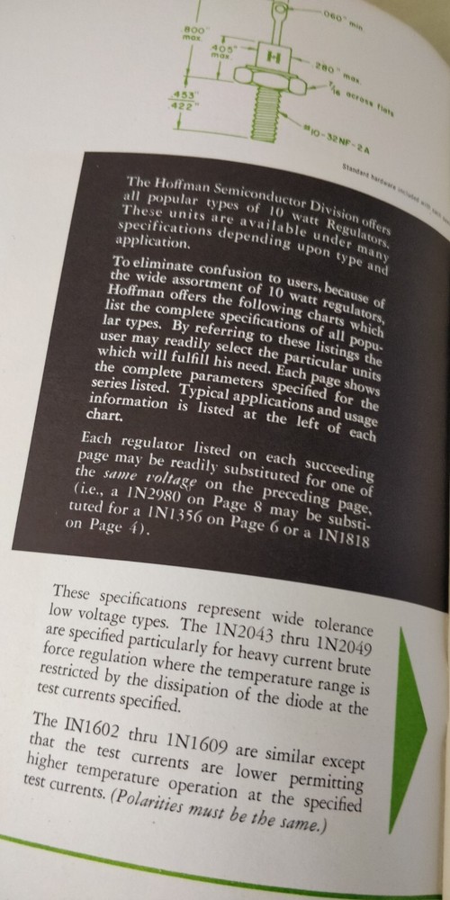 1950s ~ Hoffman ~ 10 Watt Regulators Guide - Usage Charts