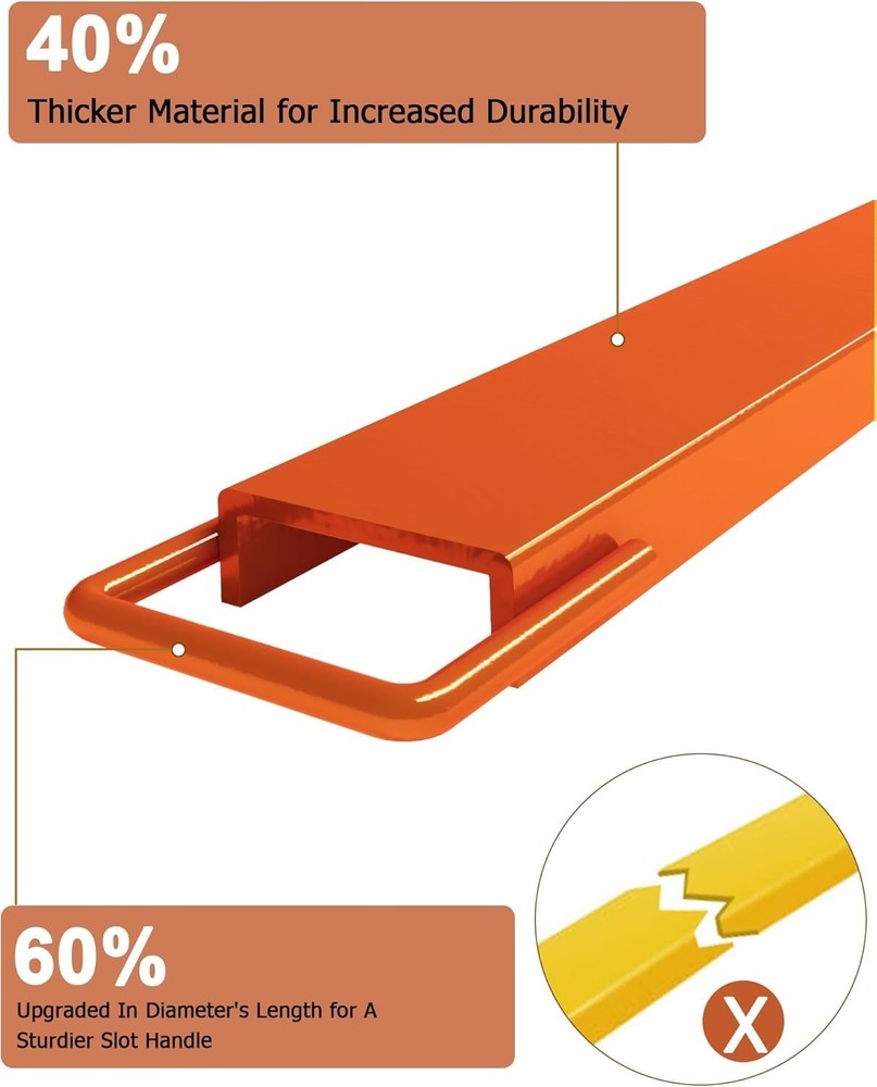 72"Fork Extensions, 4.5'' Width Pallet Fork, 1 Pair Heavy Duty Steel, Orange