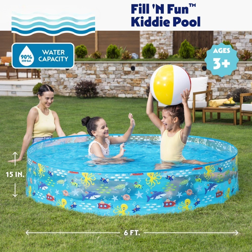 Round Multi-Color Above-Ground Kiddie Pool 6' x 15"