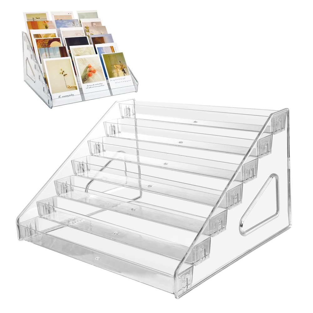 2 Pack 7-Tier Acrylic Card Display Stand, Versatile Sticker Display Rack Hold...
