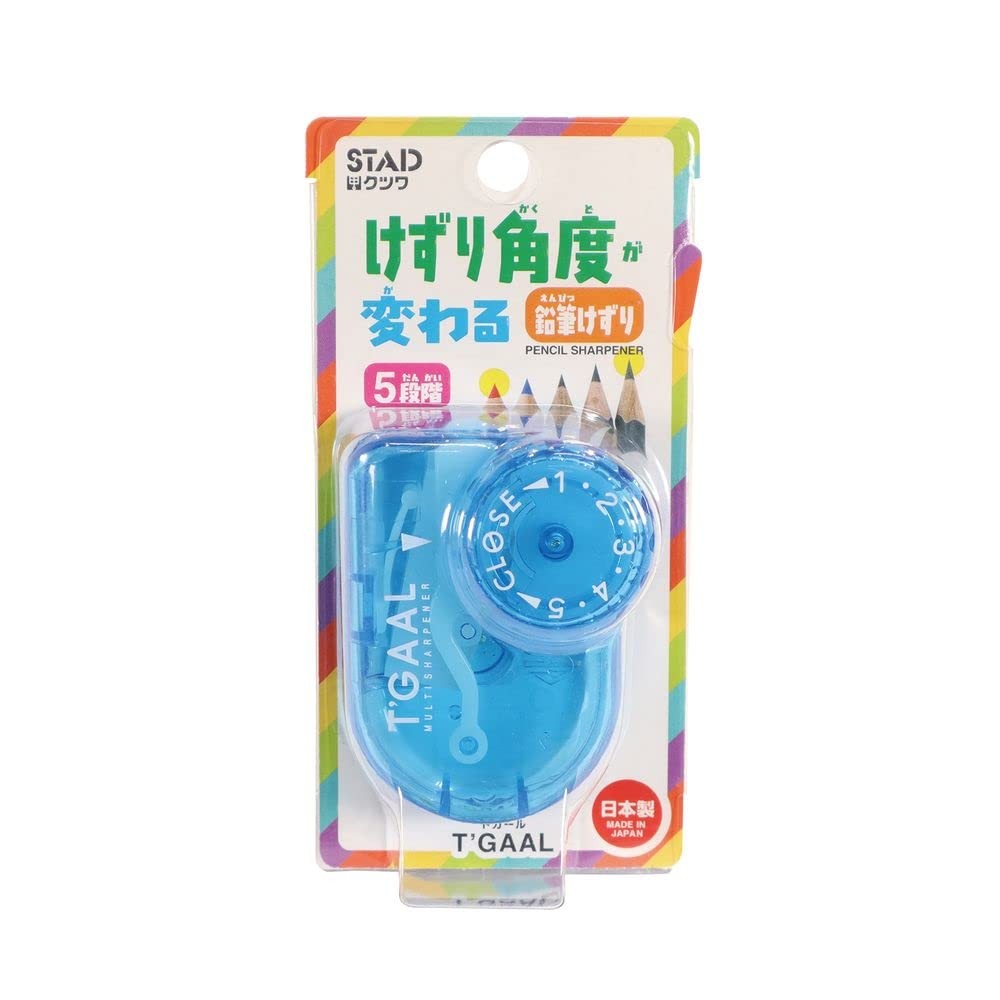 KUTSUWA STAD T'GAAL Angle Adjustable Pencil Sharpener, Translucent Blue