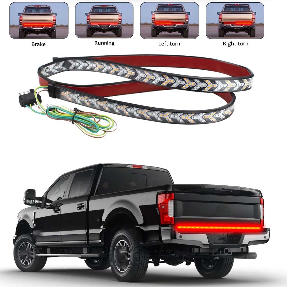 LED Tailgate Light Bar 60" Triple Row 5-Function Strip for Pickup Trailer SUV