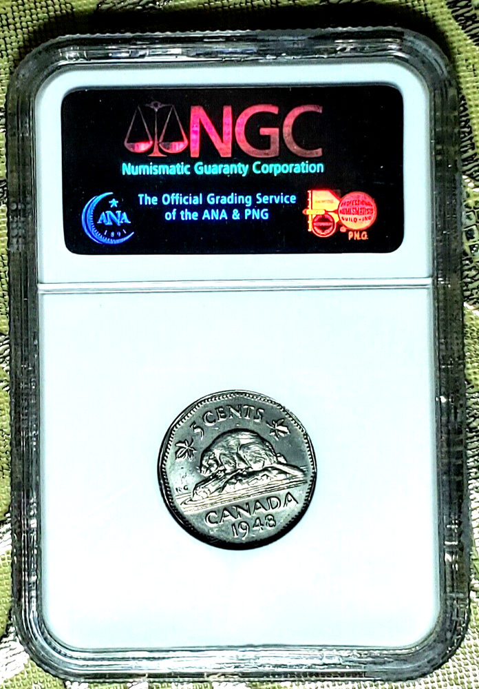 Canada 1948 5¢ Nickel NGC MS63