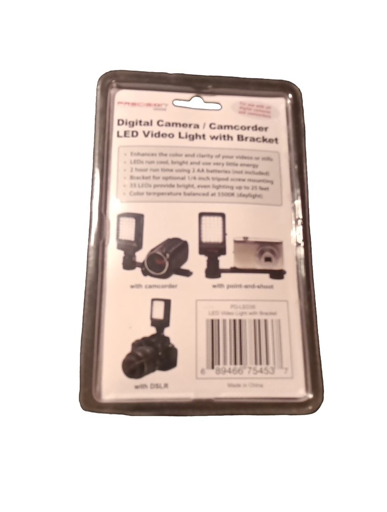 Precision Design Digital Camera Camcorder LED Video Light W/Bracket -LED35