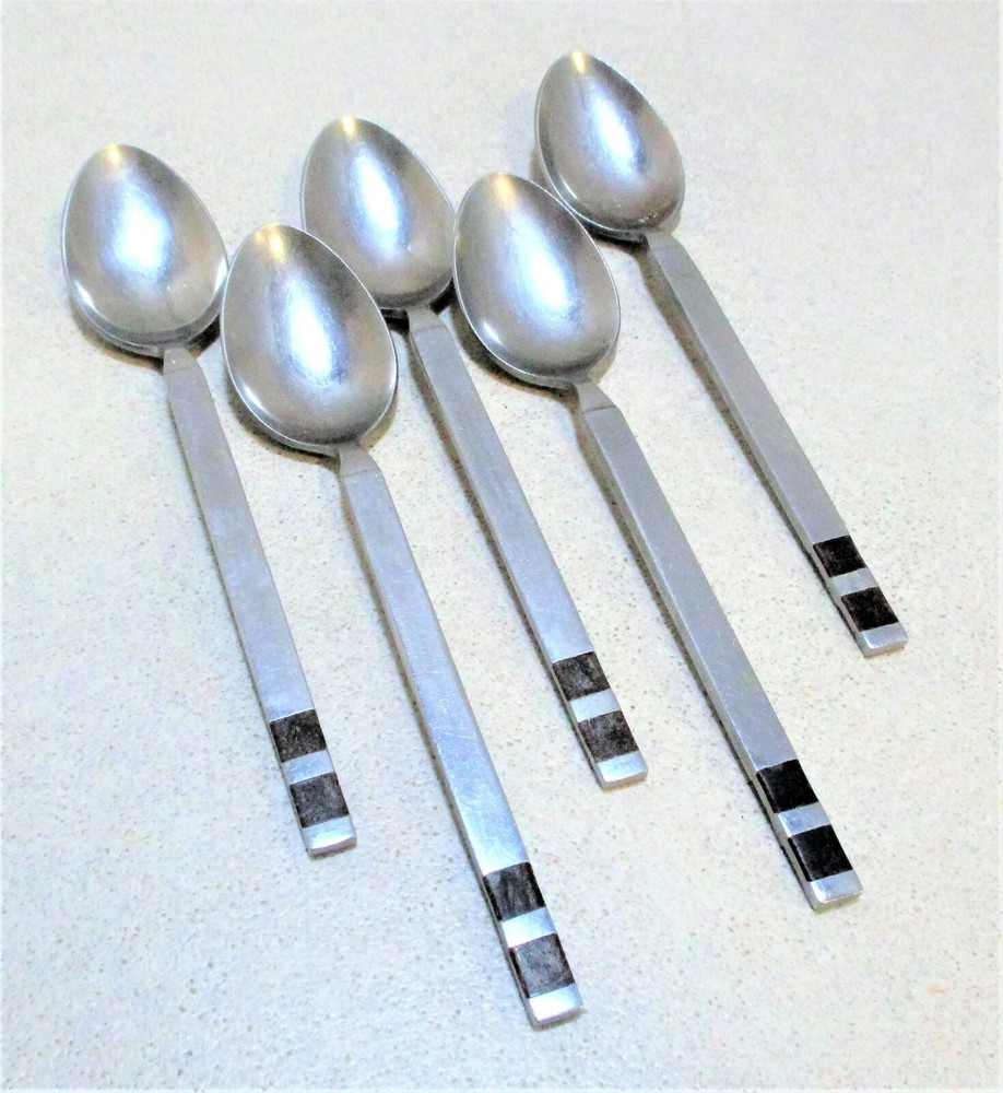 5 Stanley Roberts Crosspoint Mid-Century Teaspoons