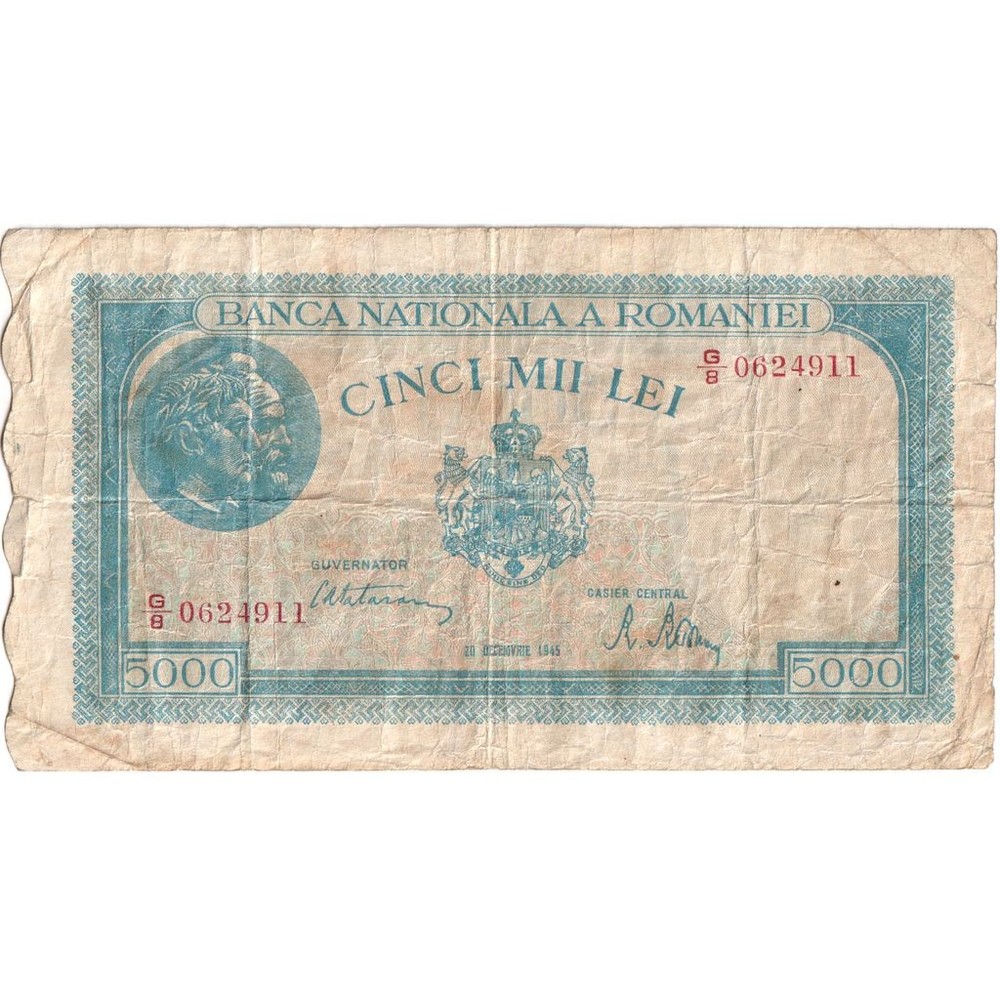 [#376707] Romania, 5000 Lei, 1945-12-20, VF