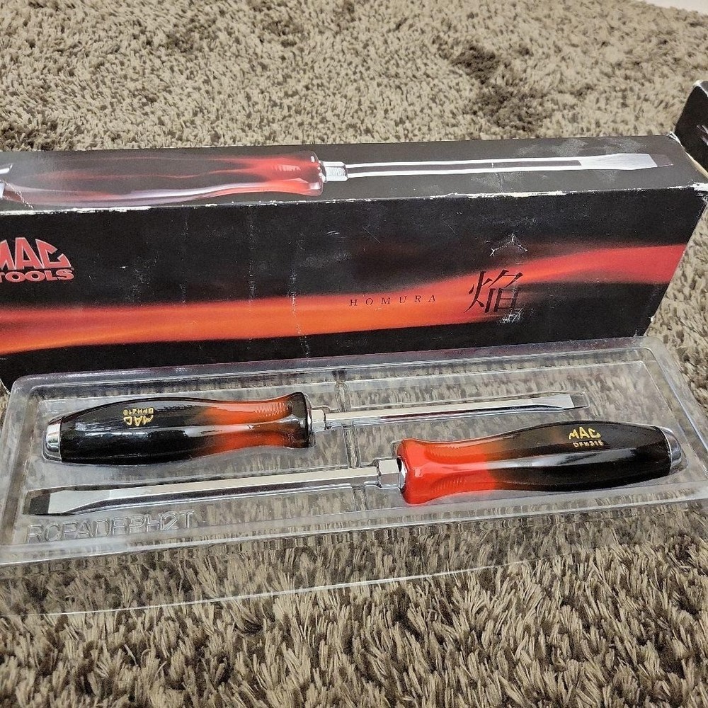 Mac Tools 2012 Full Tang / Strike Cap Flat Screwdrivers 2pc Set Flame [Mint]