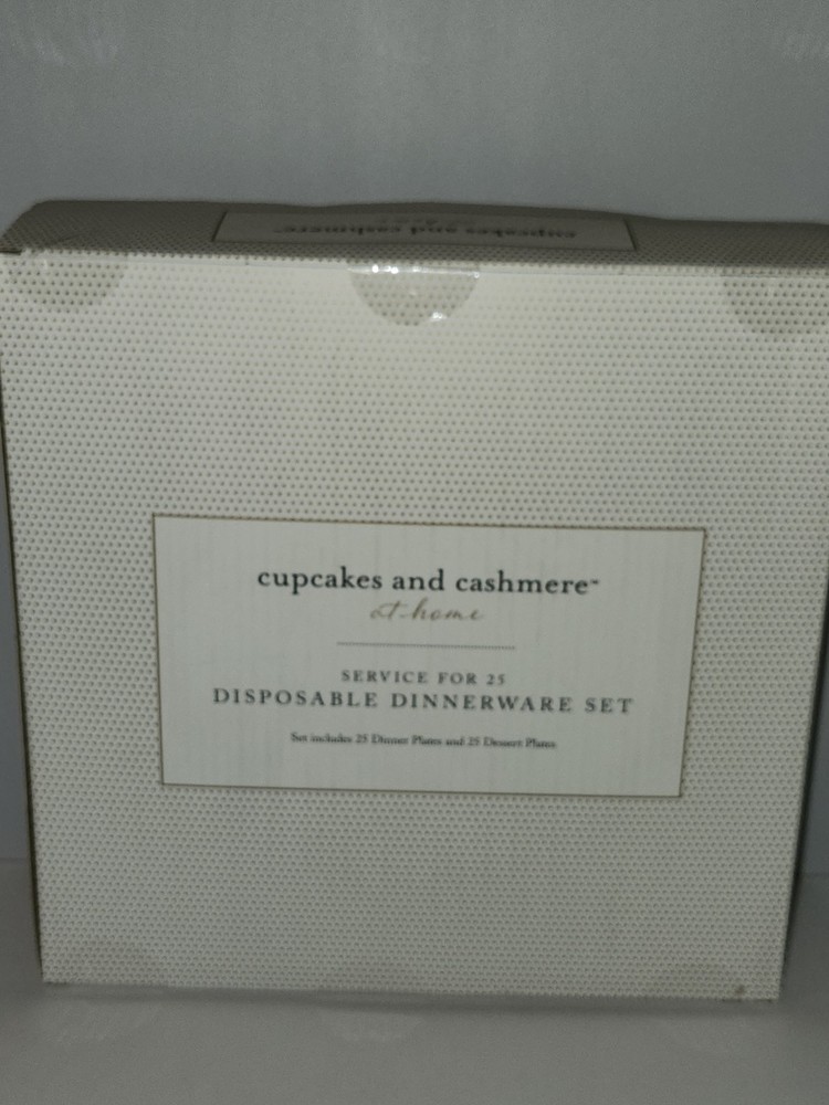 Cupcakes And Cashmere Disposable Dinnerware Set White/Red Sparkle Plastic 50 Pc