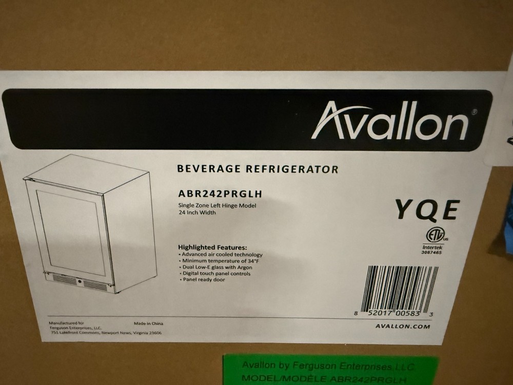 Avallon ABR242PRGLH 24″ Panel‑Ready Beverage Refrigerator — NEW IN BOX