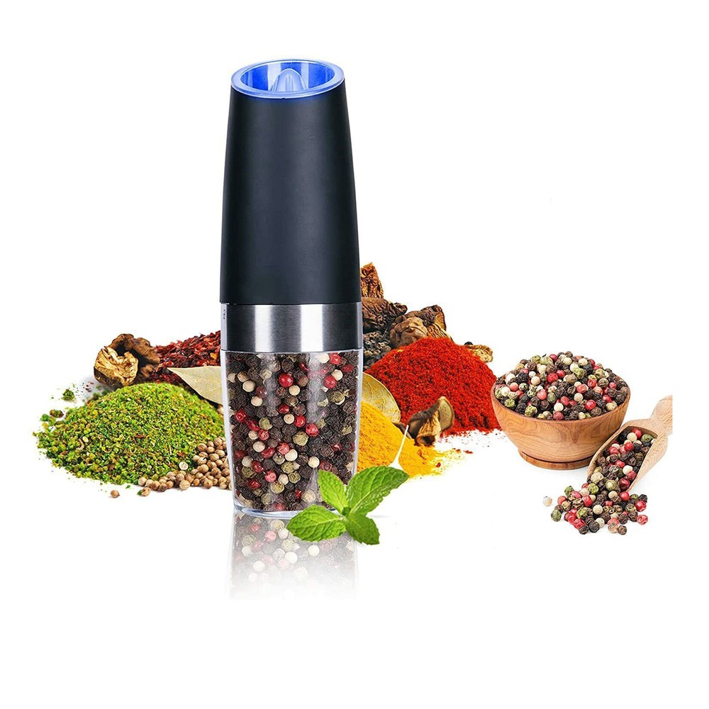 Automatic Gravity Electric Salt Pepper Mill Grinder LED Light Stainless Steel