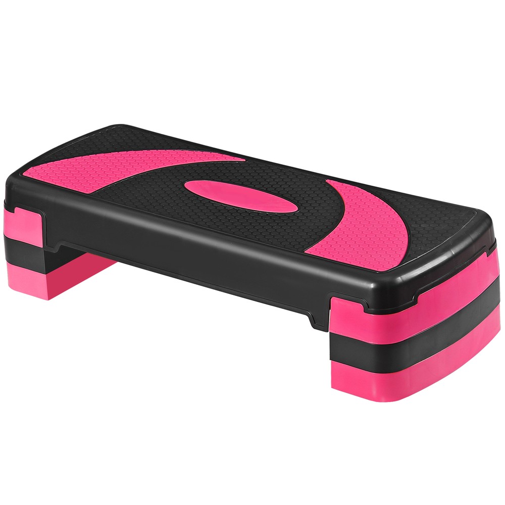 Adjustable Workout Aerobic Stepper Pink Exercise Step Platform with 4 Risers