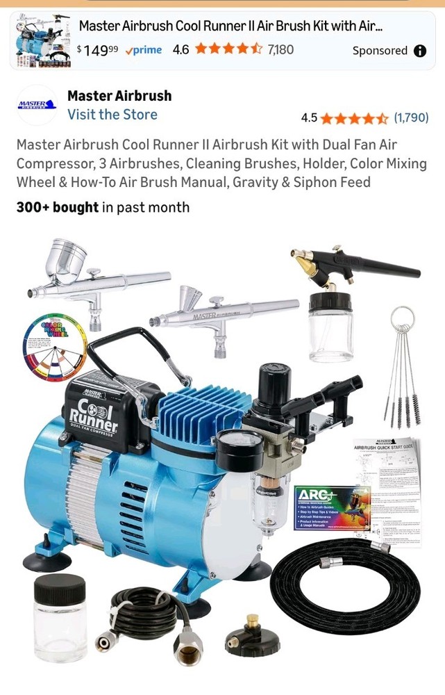 Pro Master Airbrush Multi-Purpose Airbrushing System Kit W/ Compressor- NIB