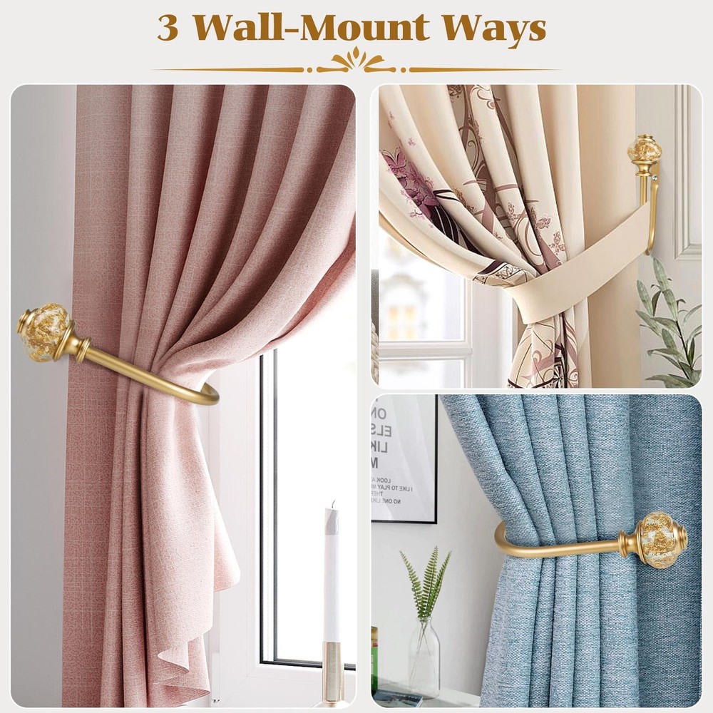 2 Pack Gold Curtain Holdbacks, Decorative Drapery Tiebacks (2 Pack/1 Pair), C...