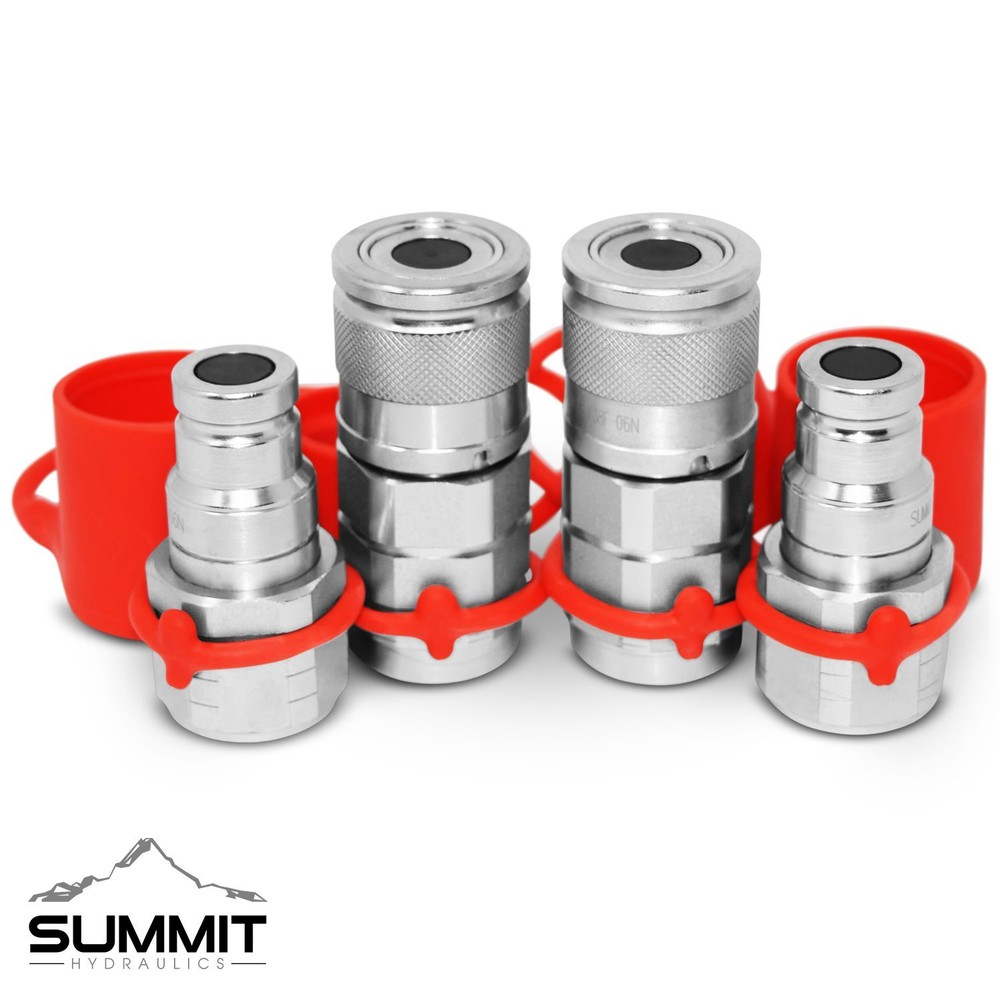 3/8" NPT Flat Face Hydraulic Quick Connect Coupler / Coupling Skid Steer, 2 Sets