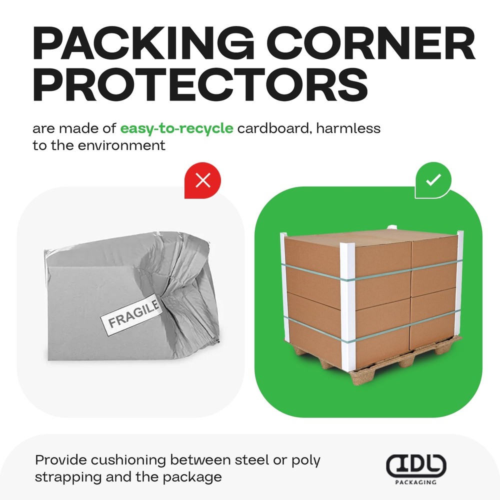IDL Packaging Cardboard Edge Protector 2" X X 24", Pack 2W" x 24L", White