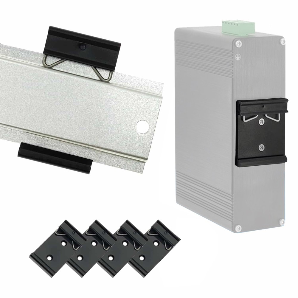 4PCS 35mm Universal DIN Rail Clip Black Medium Fixed Clamp 1.73" Width