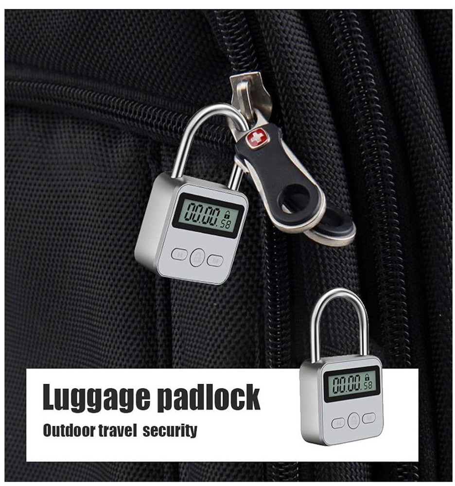 Metal Timer Lock, 99 Hours Max Timing Lock, USB Rechargeable Timer Padlock