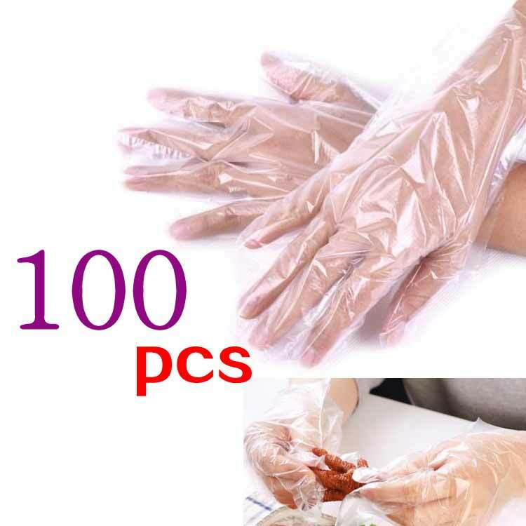 100pcs Transparent Plastic Gloves For Food Kitchen Tools