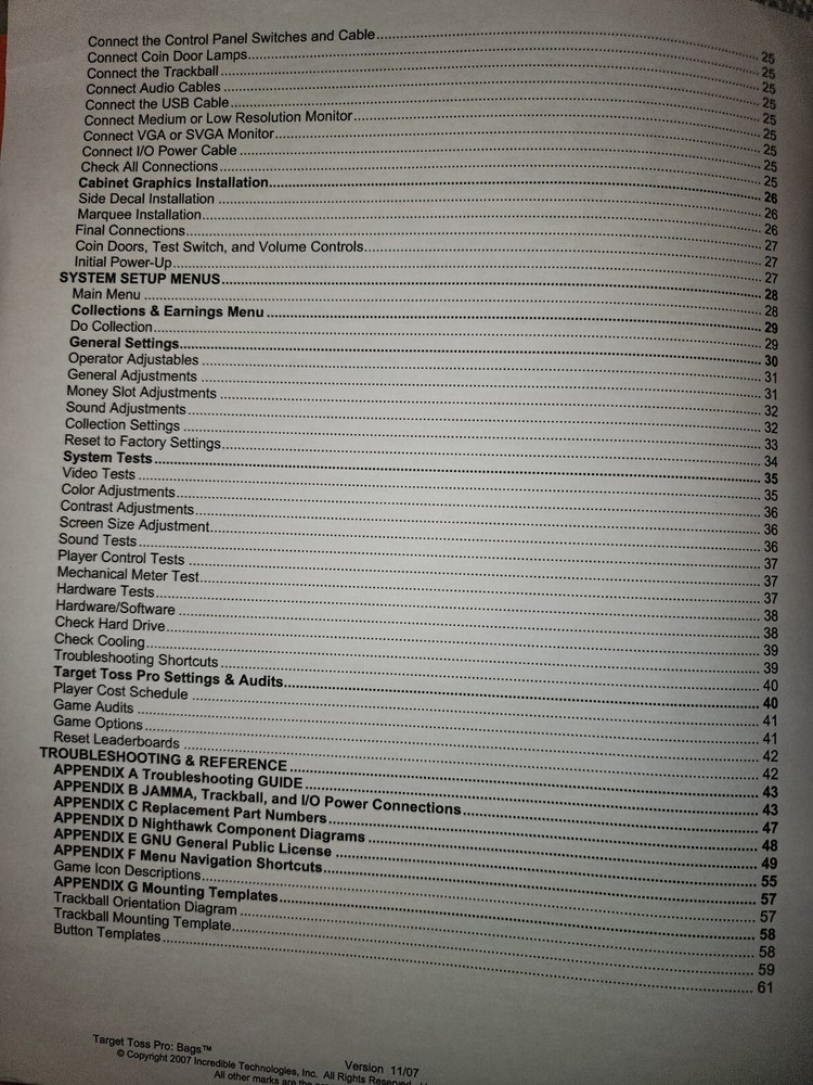 Bags Manual Arcade Incredible Technologies