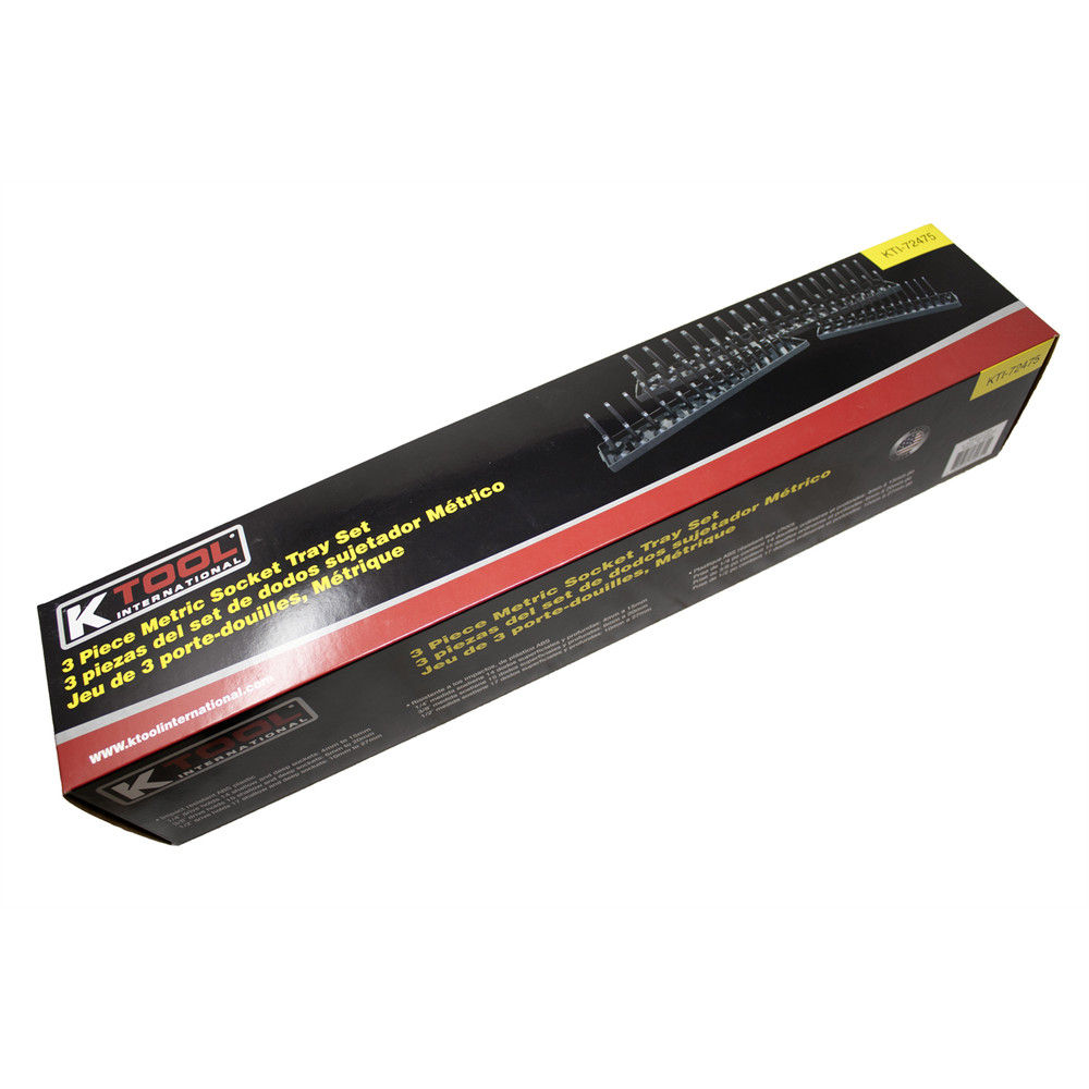 K-Tool 72475 3-pc Metric Socket Holder Set, Gray