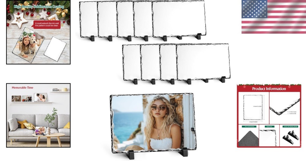 Matte Finish Sublimation Slate Blanks 10-Pack