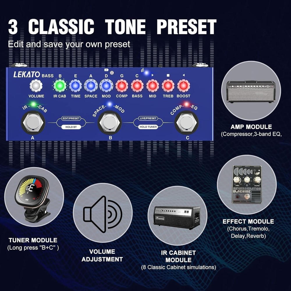 Bass Guitar Multi Effects with Chorus and Delay=